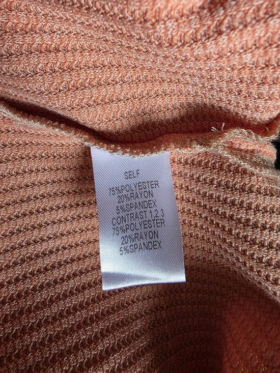 easel Colorblock V-Neck Tunic in Cream, Tan & Coral Pink - Picture 6 of 7